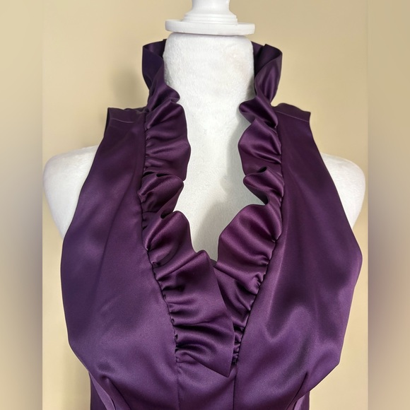 🎾Satin Purple Dress With Ruffles - Picture 3 of 10